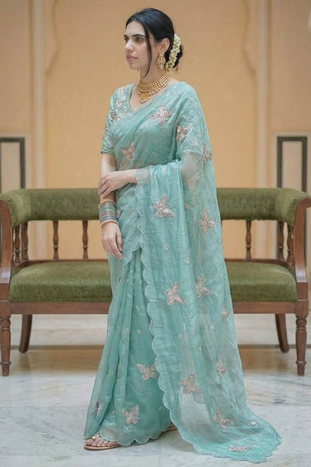 Butterfly Green Color Saree