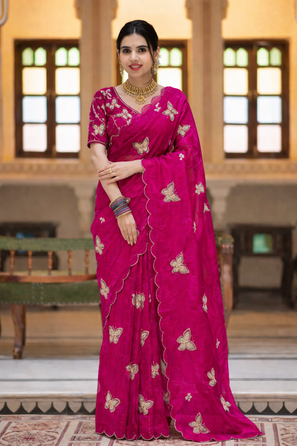 Butterfly Pink Color Saree