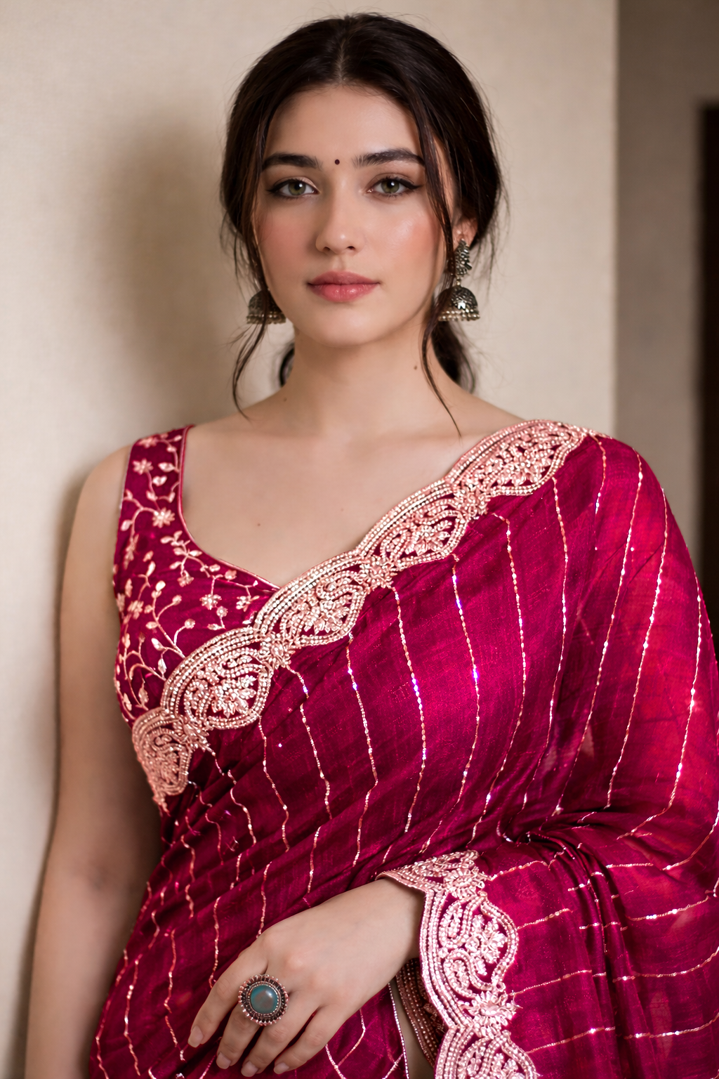 Gitika Dark Pink Color Saree
