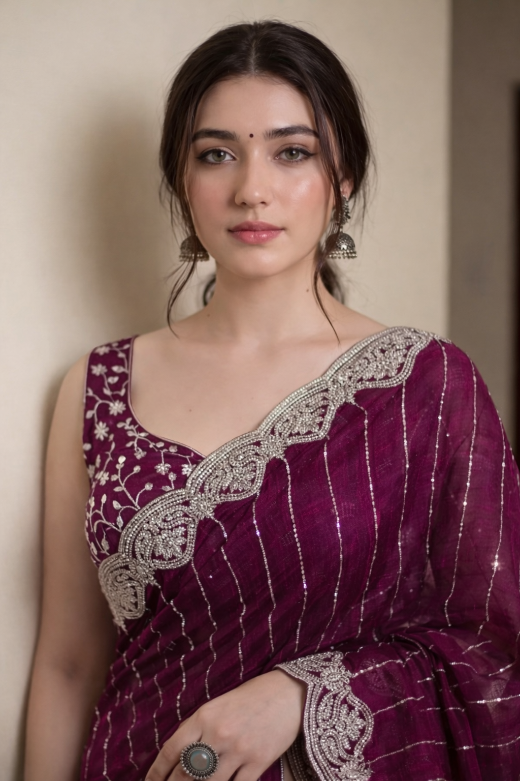 Gitika Burgundy Color Saree