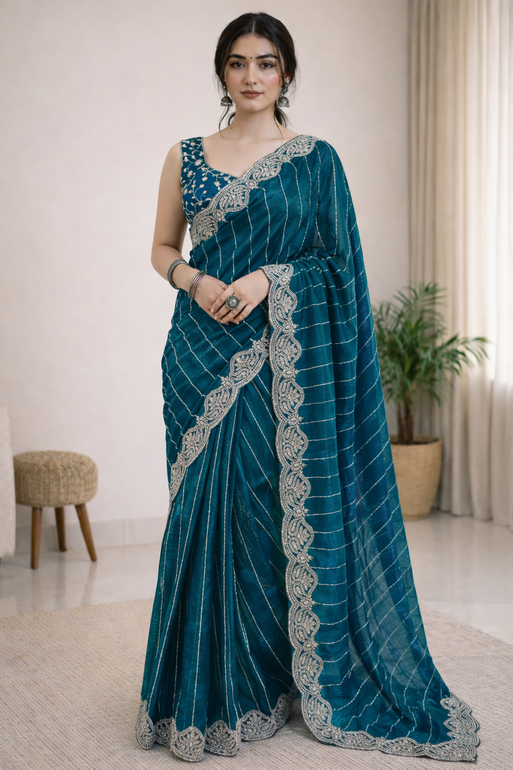Gitika Teal Blue Color Saree