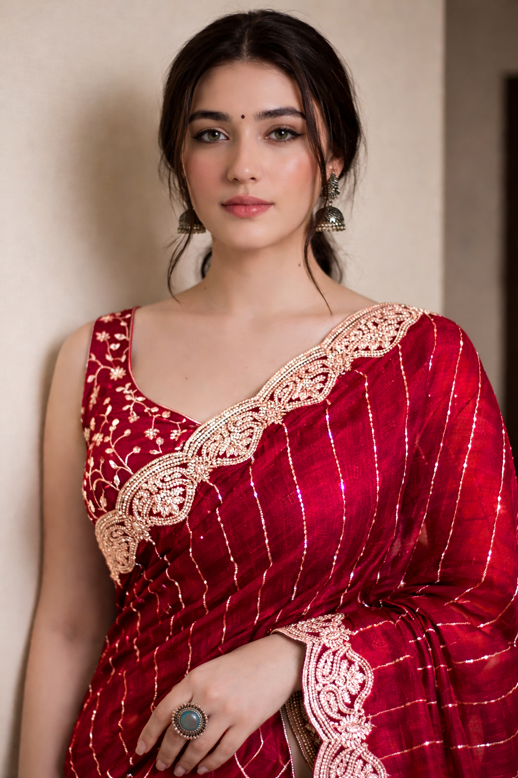 Gitika Red Color Saree