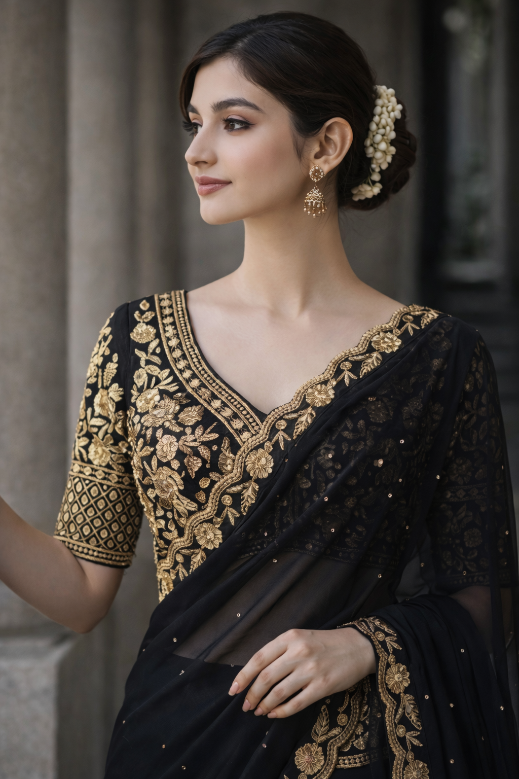 Vrushti Black Color Saree