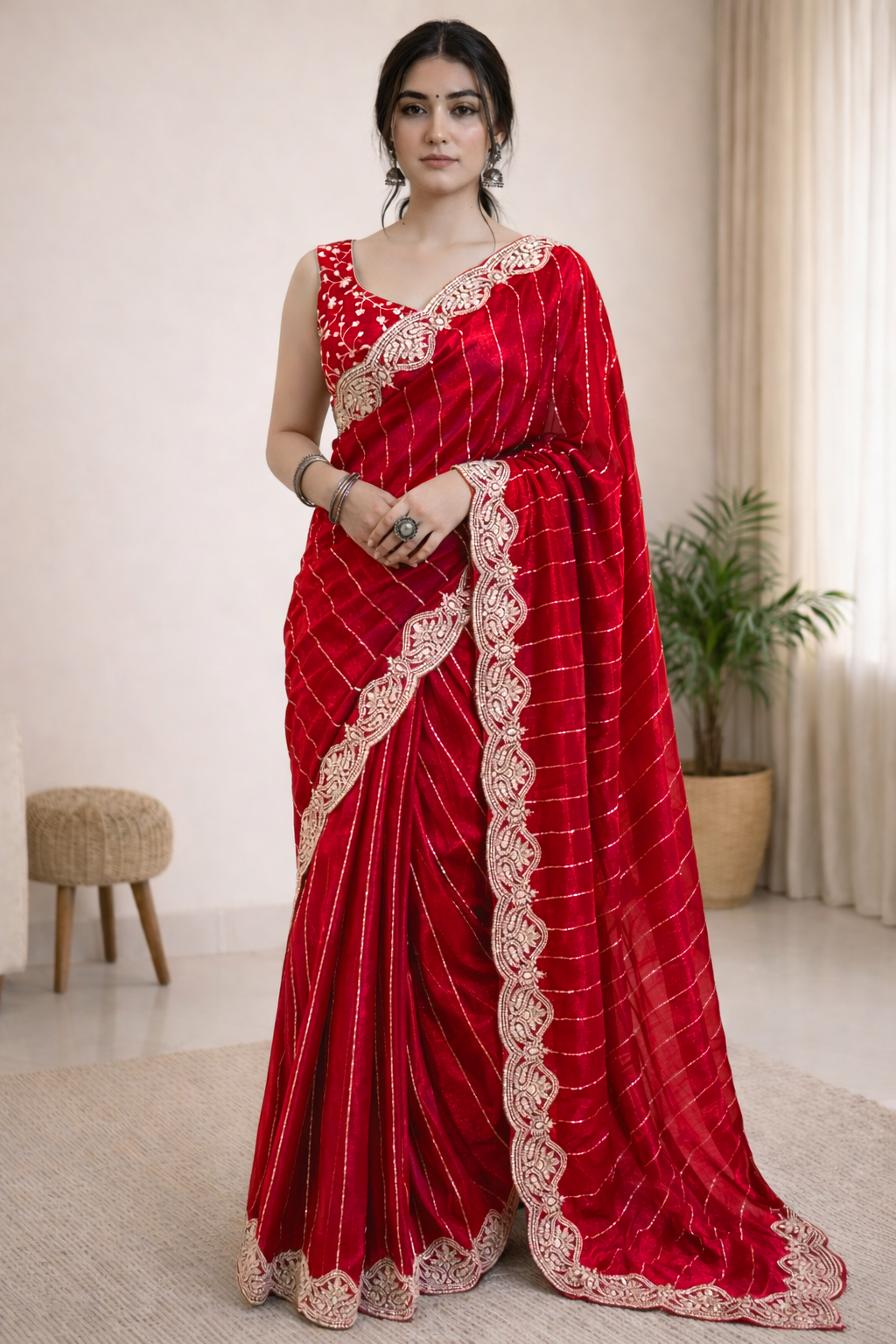 Gitika Red Color Saree
