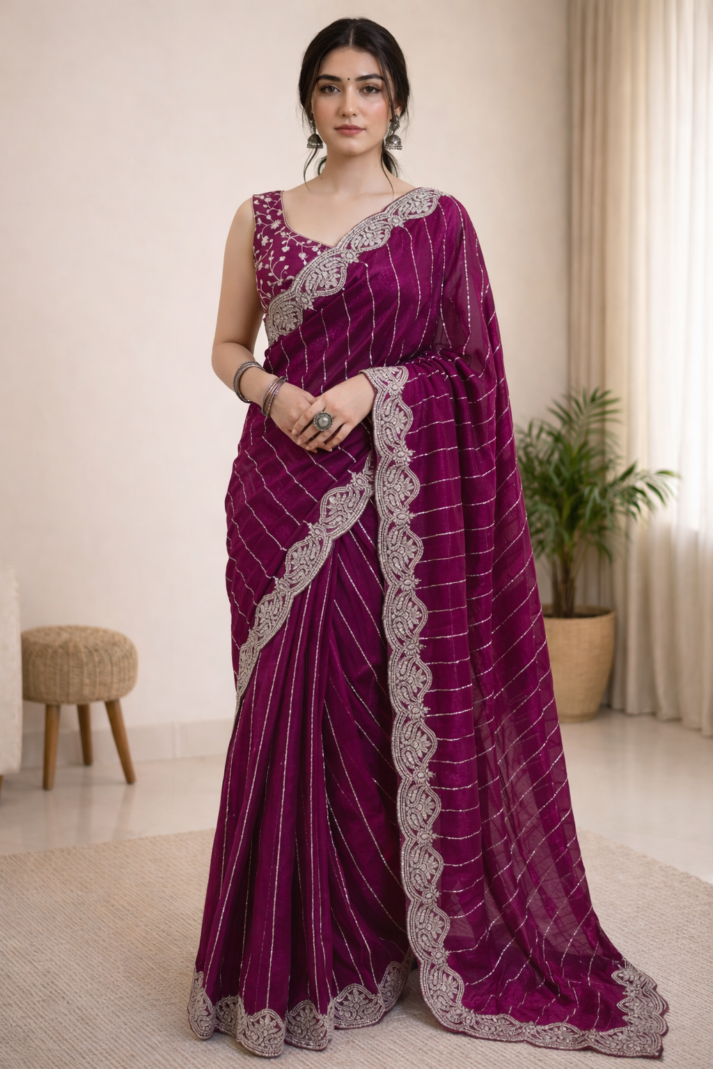 Gitika Burgundy Color Saree