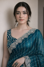 Gitika Teal Blue Color Saree