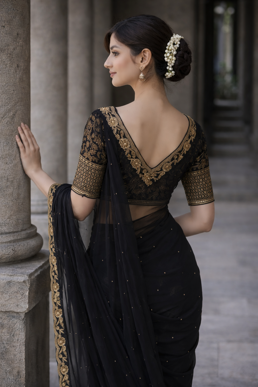 Vrushti Black Color Saree