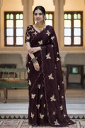 Butterfly Wine Color Saree