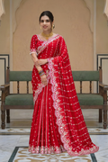 Gauri Gold Red Color Saree