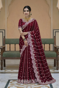 Gauri Gold Maroon Color Saree
