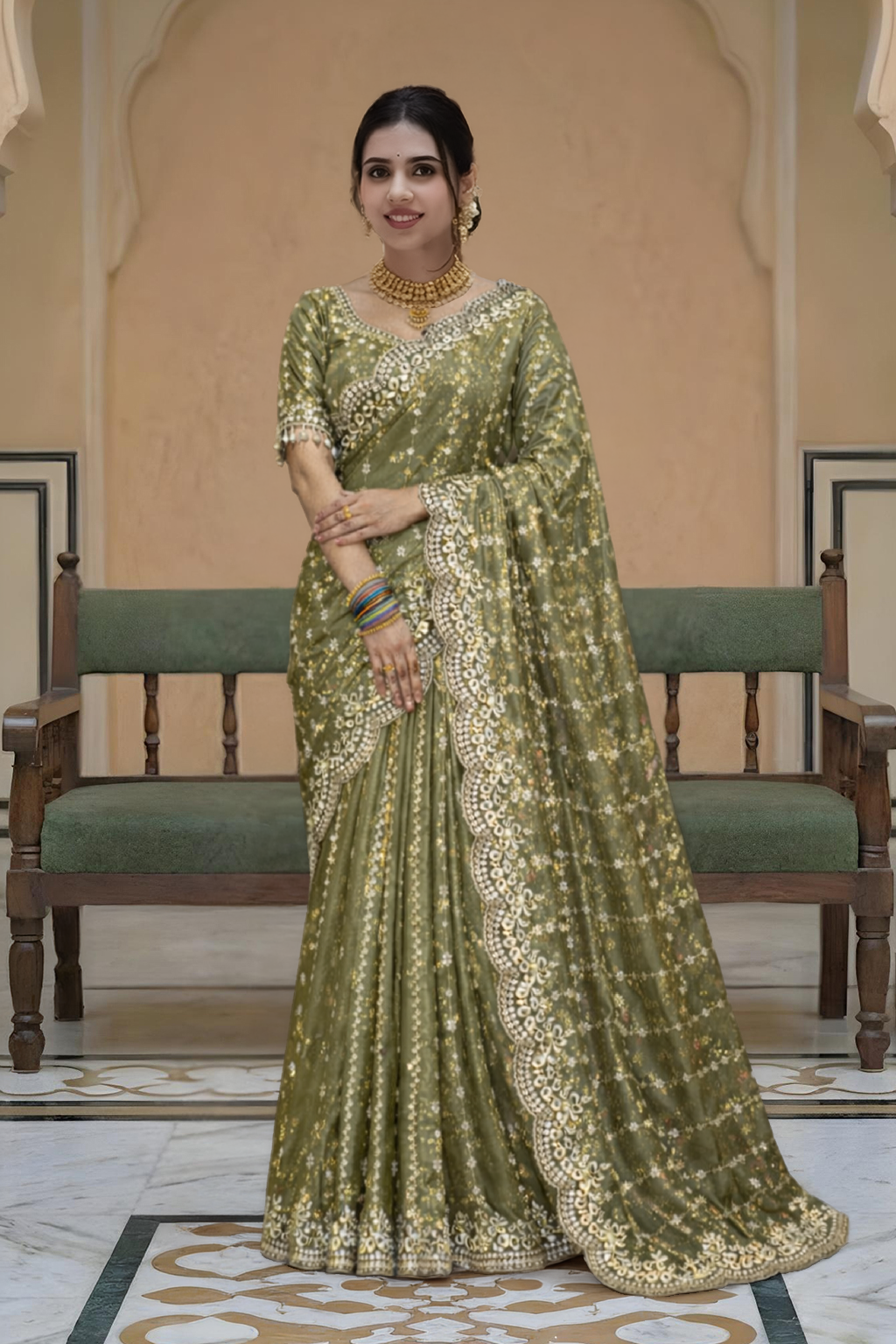 Gauri Gold Copper Color Saree