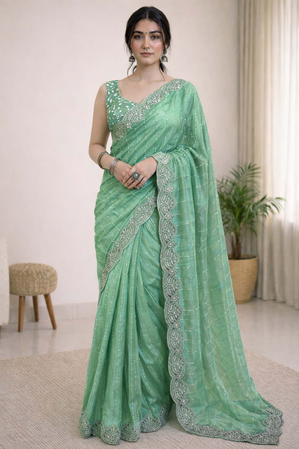 Gitika Mint Green Color Saree