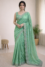 Gitika Mint Green Color Saree