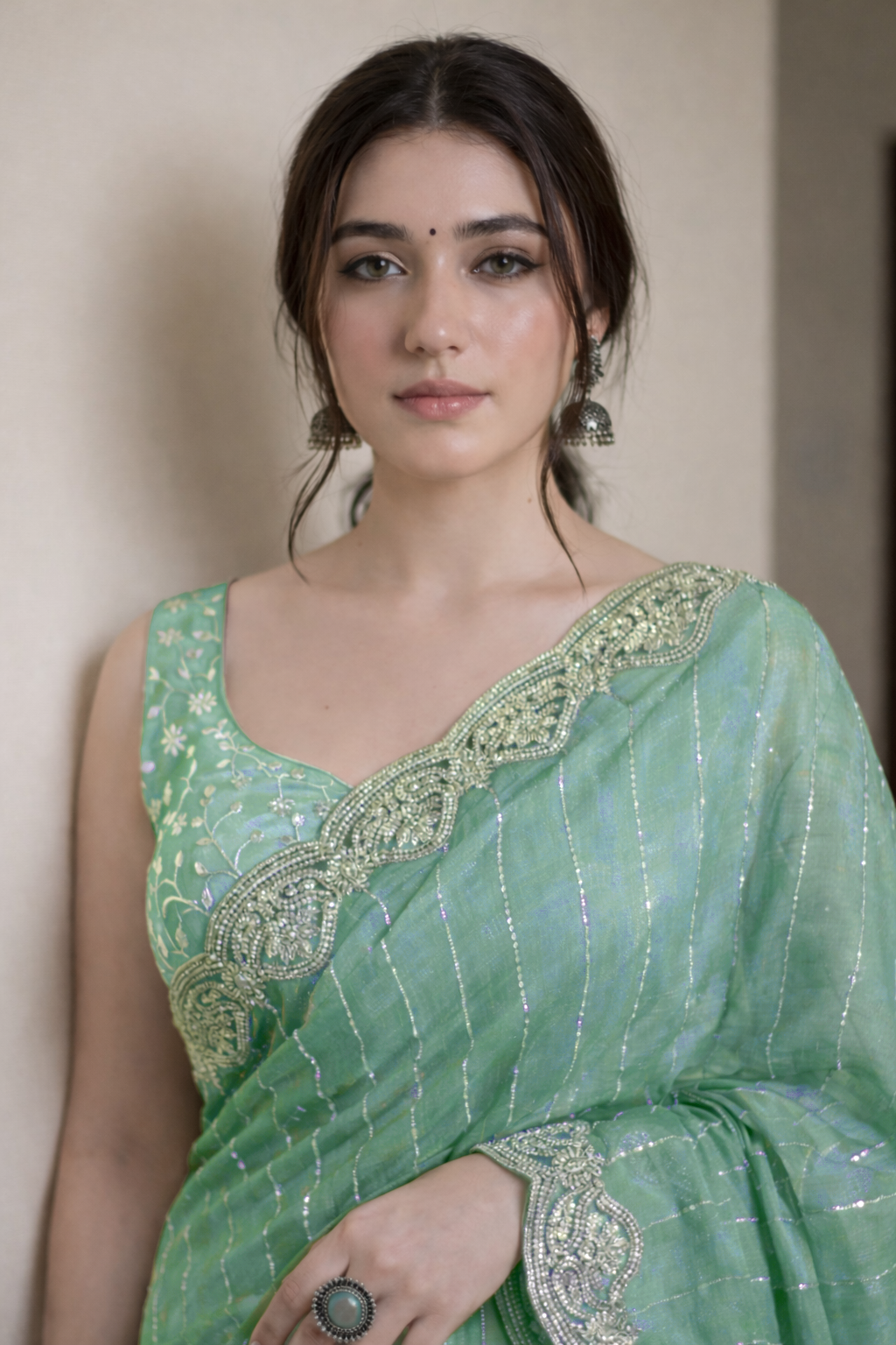 Gitika Mint Green Color Saree