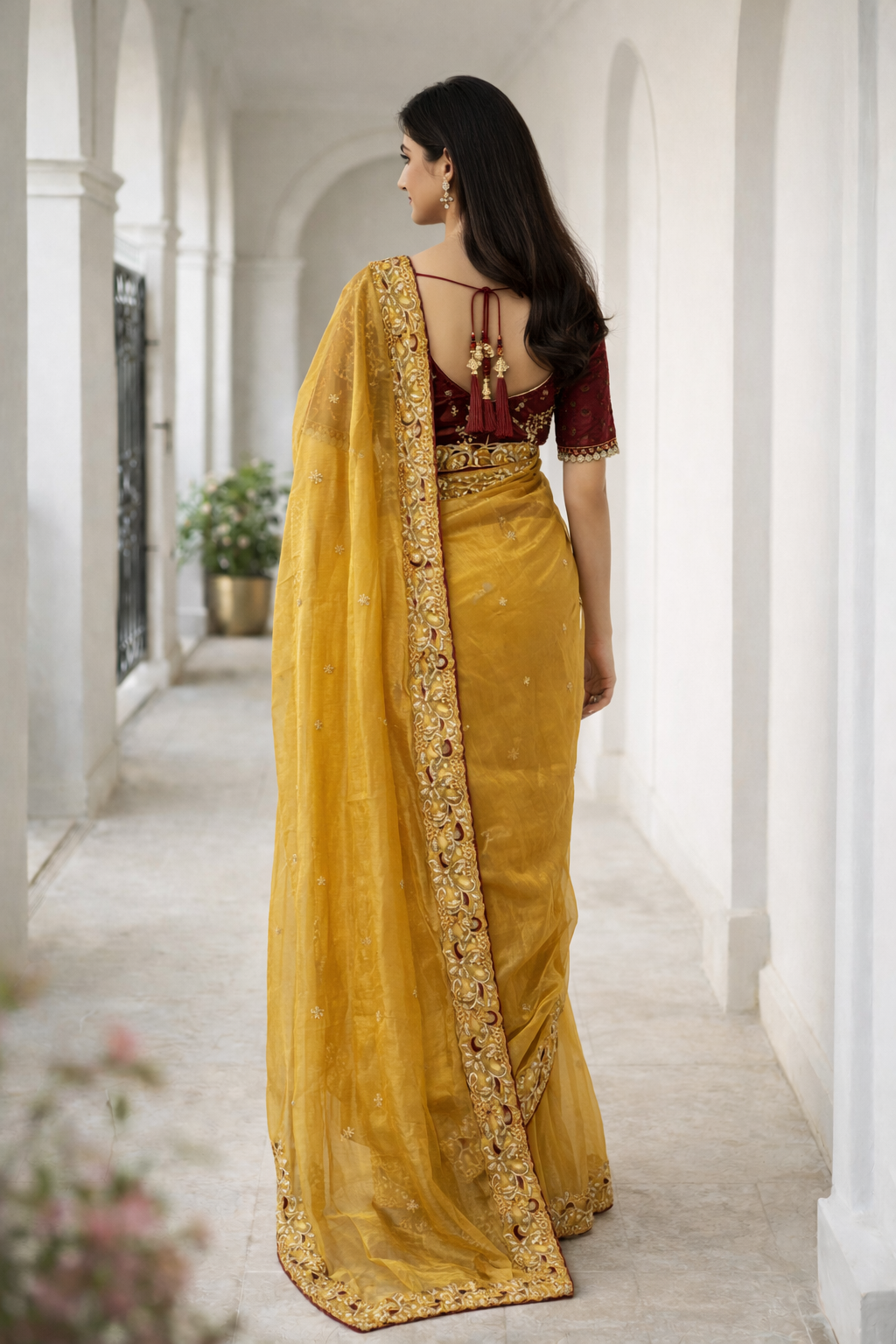Zoya Yellow Color Saree