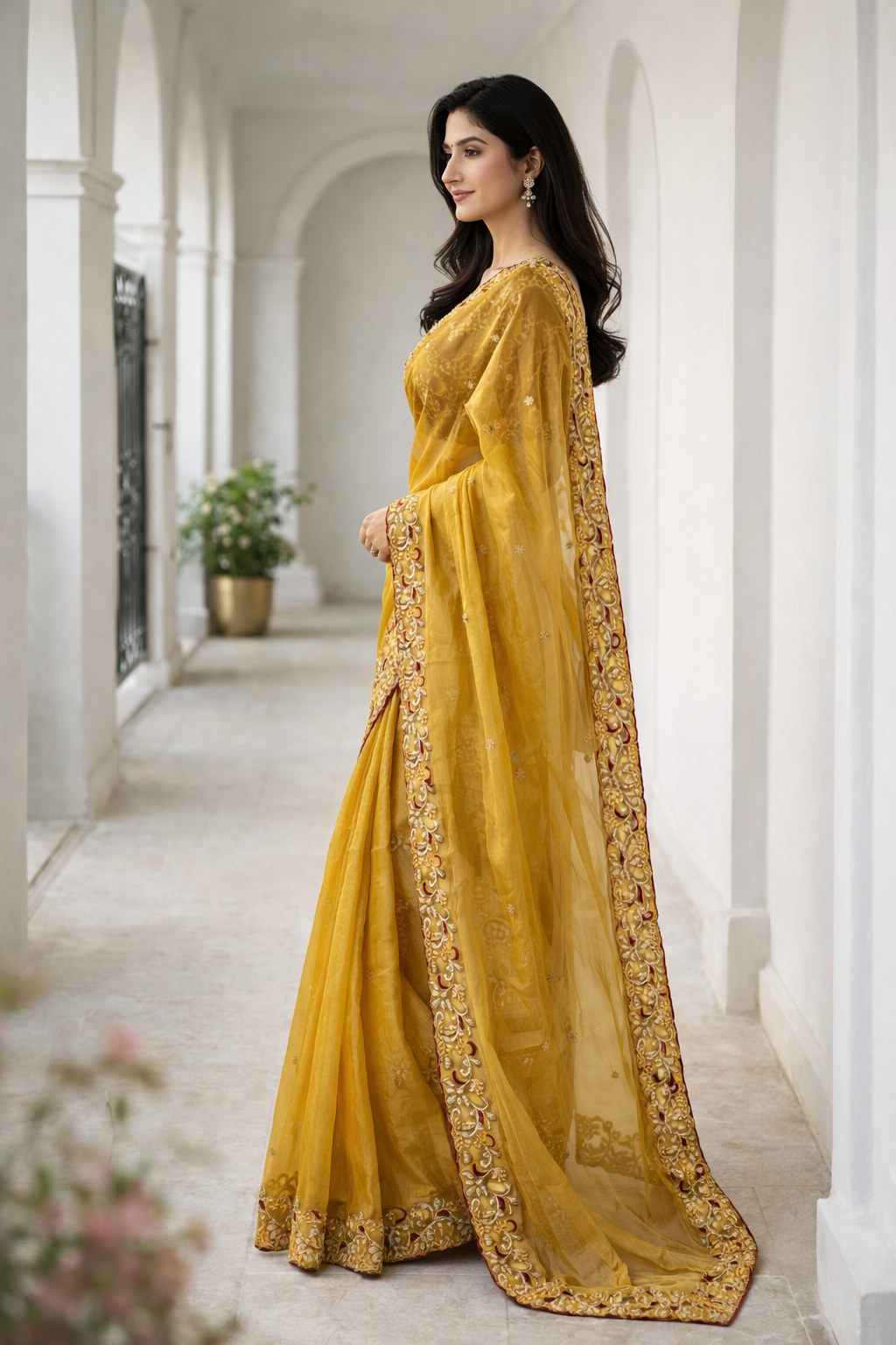 Zoya Yellow Color Saree