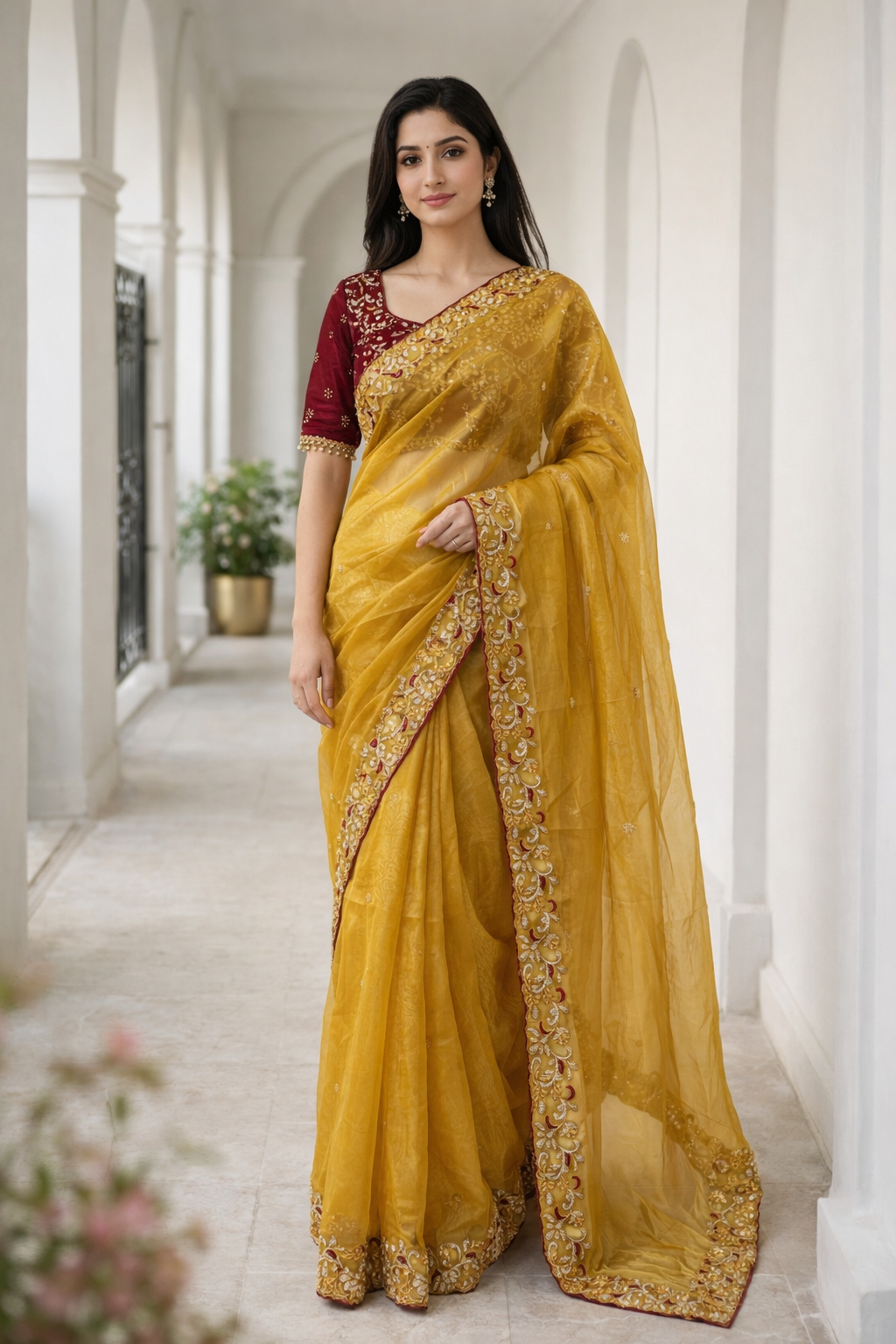 Zoya Yellow Color Saree