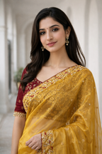 Zoya Yellow Color Saree