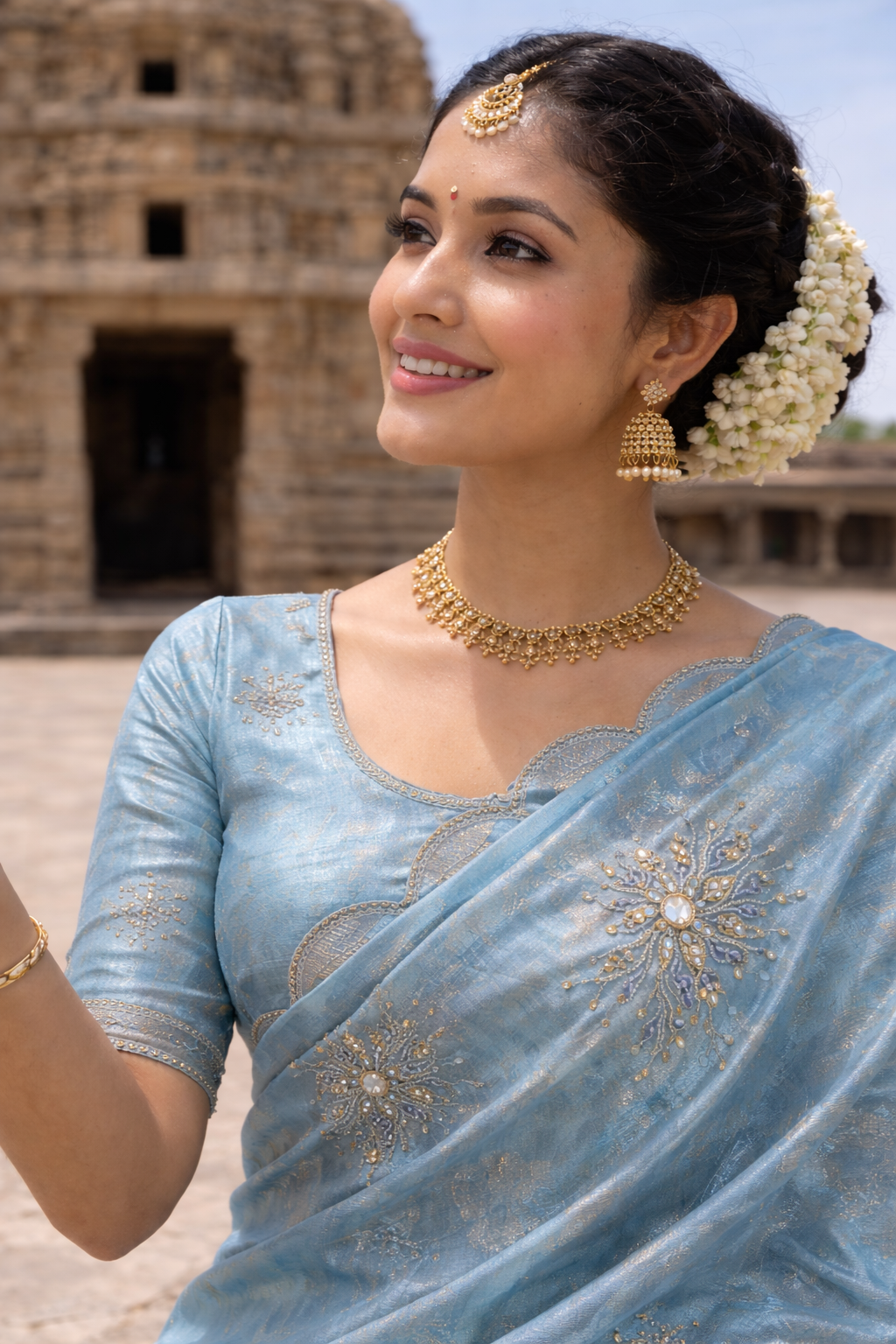 Sambavi Teal Color Saree