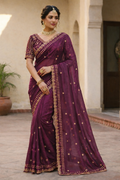 Mannat Burgundy Color Saree