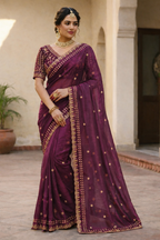 Mannat Burgundy Color Saree