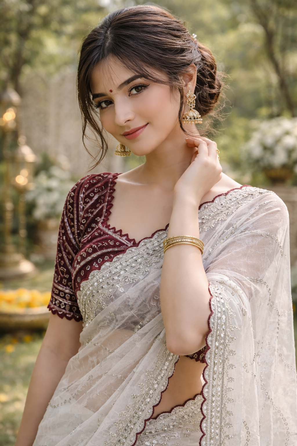 Diva White Color Saree
