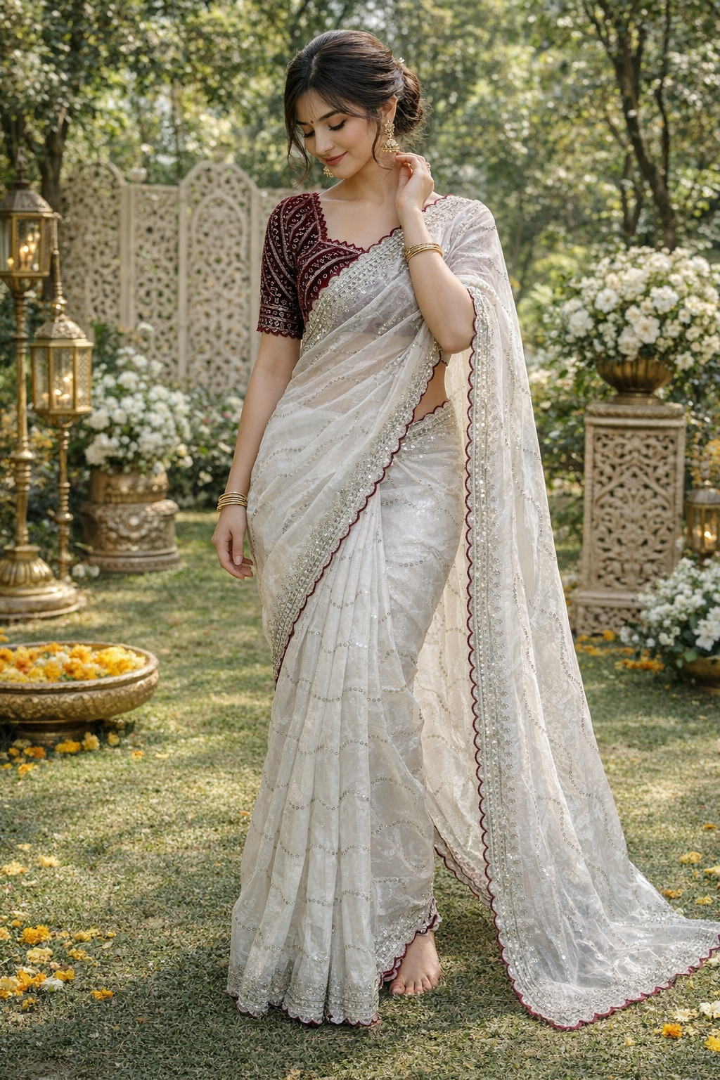 Diva White Color Saree
