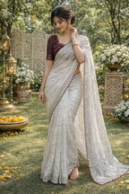 Diva White Color Saree