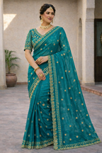 Mannat Teal Blue Color Saree