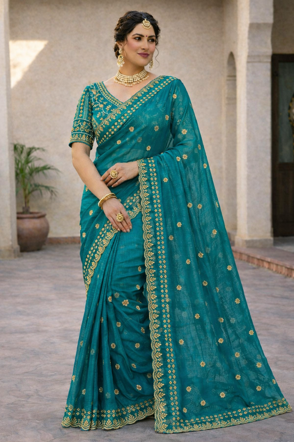 Mannat Teal Blue Color Saree