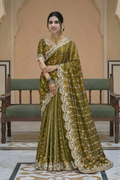 Gauri Gold Light Green Color Saree