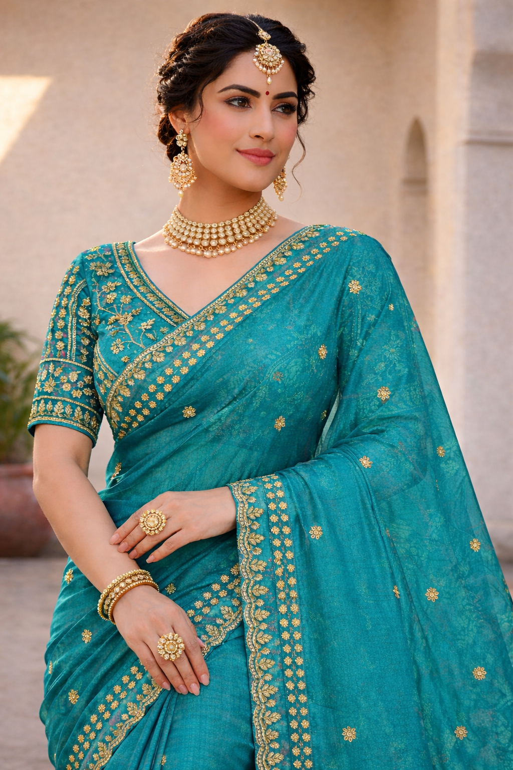Mannat Teal Blue Color Saree