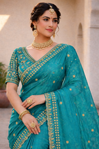 Mannat Teal Blue Color Saree