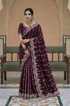 Gauri Gold Burgundy Color Saree
