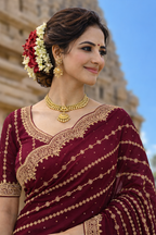 Manki Burgundy Color Saree