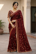 Mannat Maroon Color Saree
