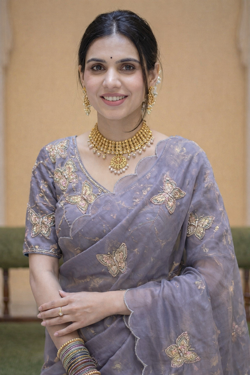 Butterfly Lavender Color Saree