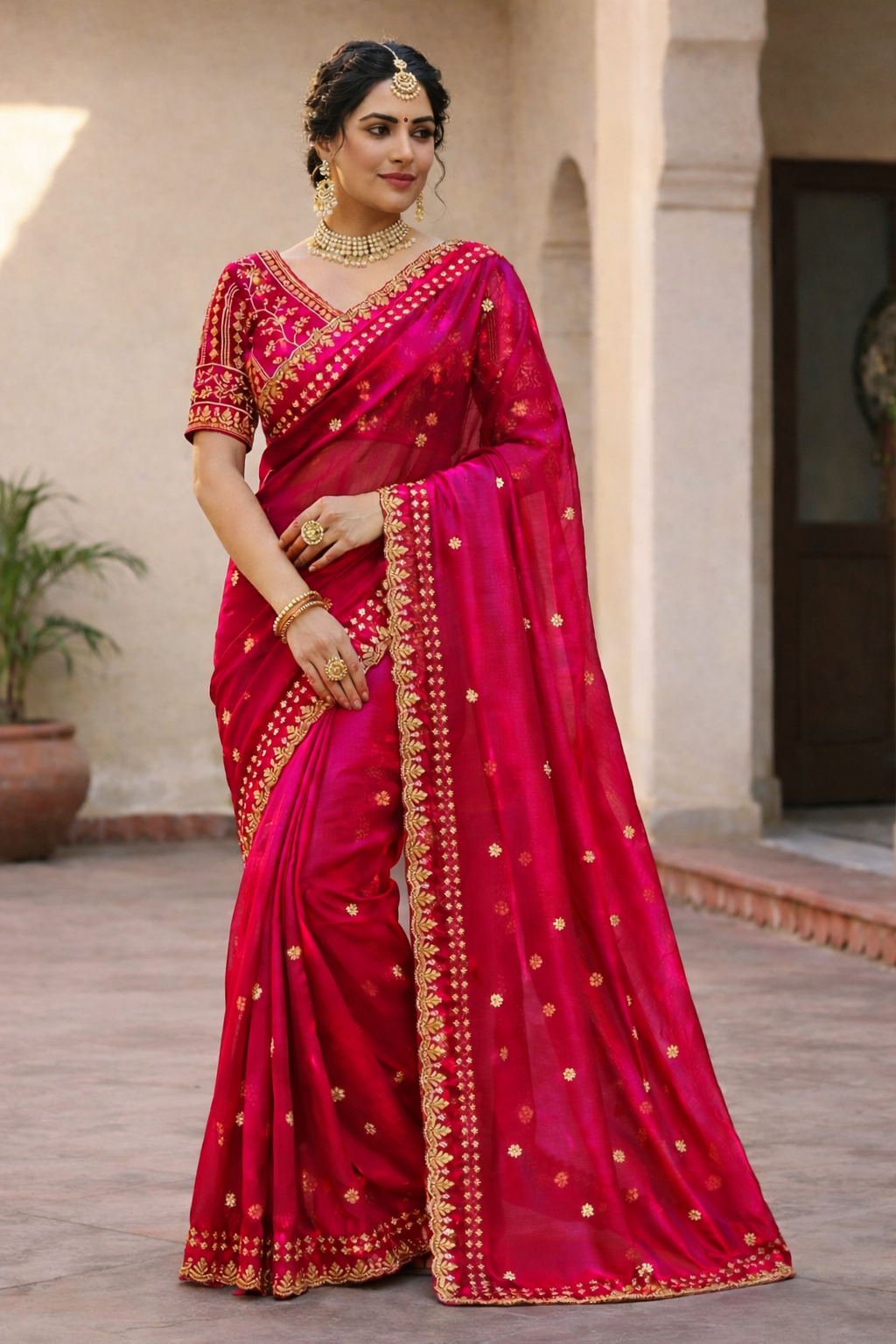 Mannat Pink Color Saree