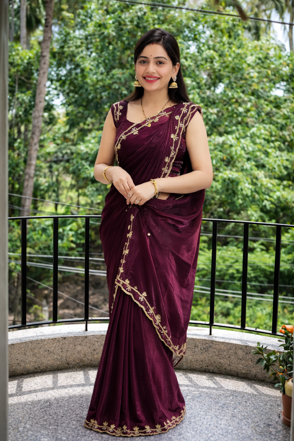 Vanika Maroon Color Saree