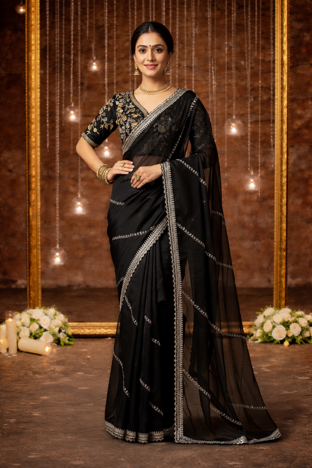 Fabric Fendy Jenifer Black Color Saree