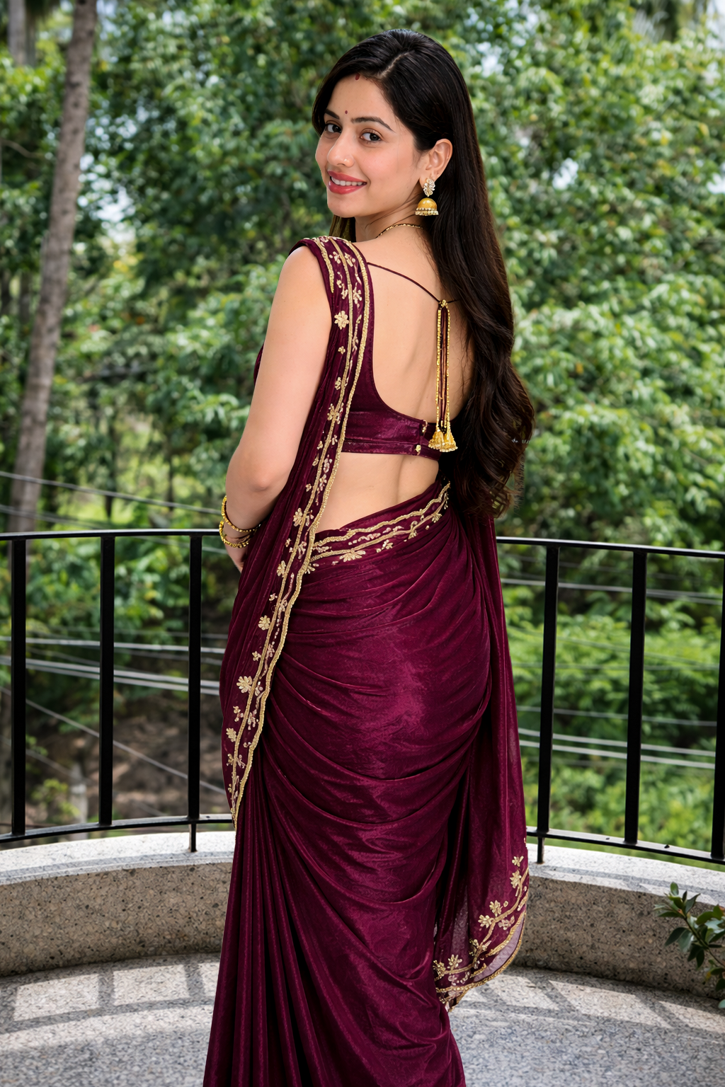 Vanika Maroon Color Saree