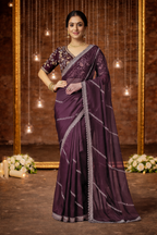 Fabric Fendy Jenifer Wine Color Saree