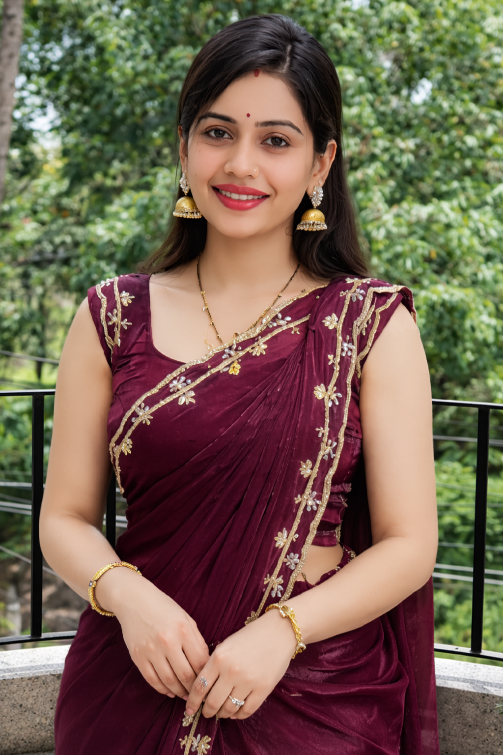 Vanika Maroon Color Saree