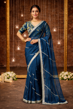 Fabric Fendy Jenifer Teal Blue Color Saree