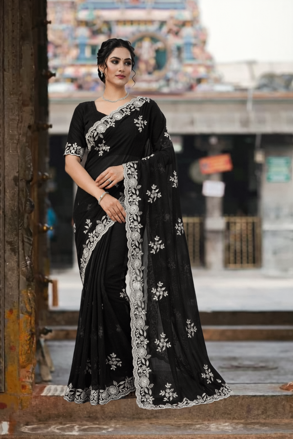 Fabric Fendy Ena Black Color Saree