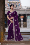 Fabric Fendy Ena Dark Purple Color Saree