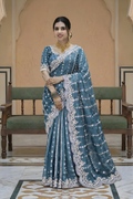 Gauri Gold Blue Color Saree