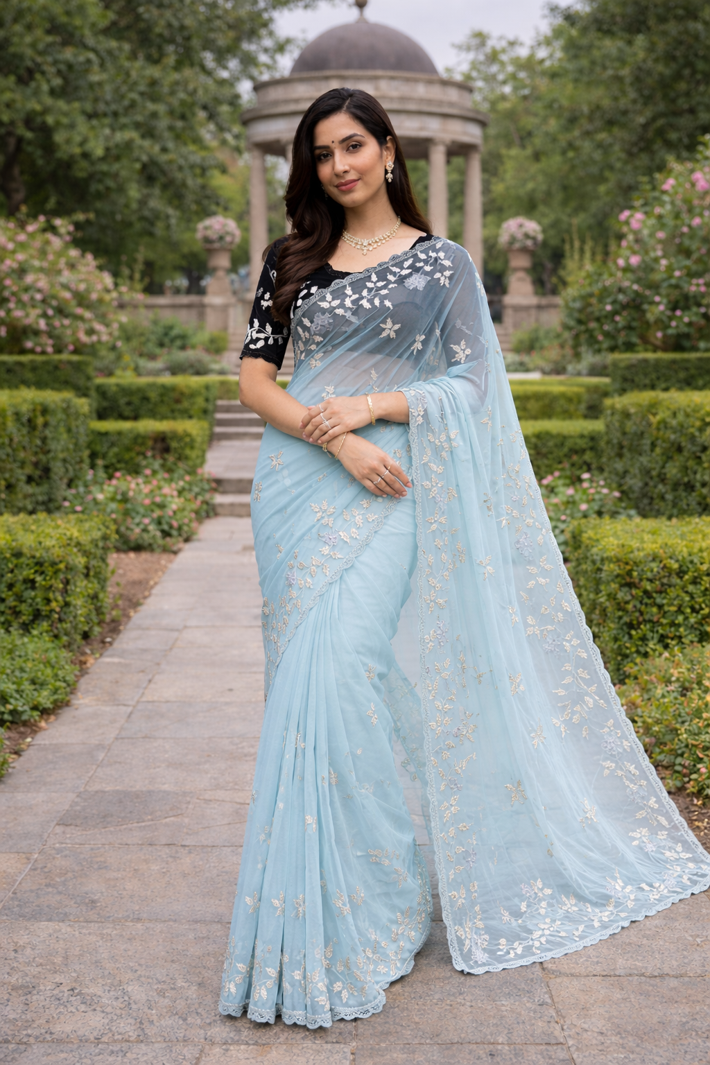 Vidhi Sky Blue Color Saree